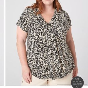 New with tags Lane Bryant Cap Sleeve Dolman V-neck Top Size 30/32 Black And Tan